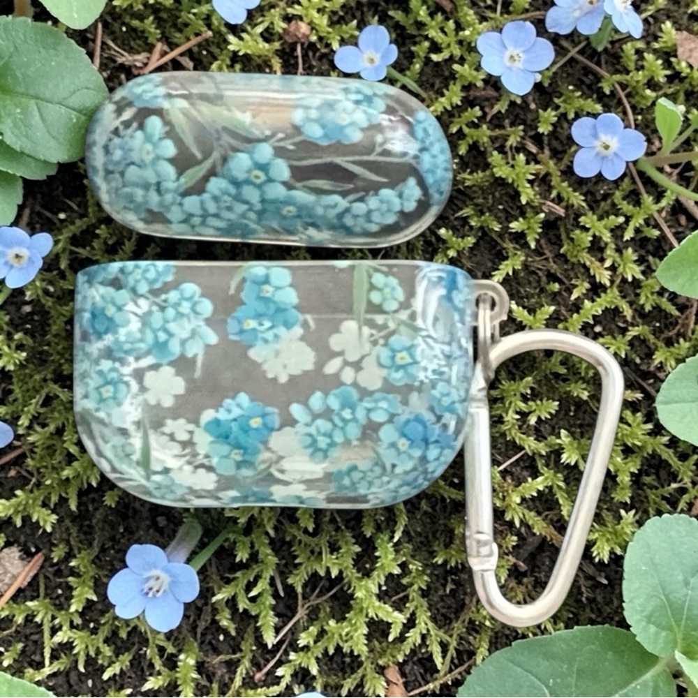 Floral Blue AirPod 3 Case with Carabiner
